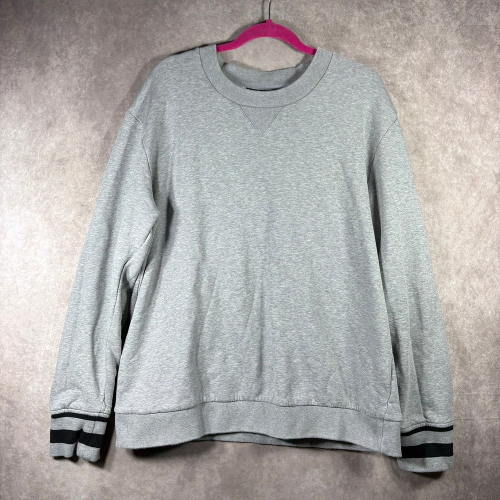 J.Lindeberg Sweatshirt Mens XXL Gray M Toms French Terry Pullover Striped Cuffs